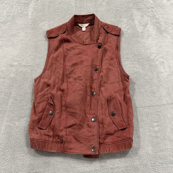 Sun & Shadow Vest Women's Medium Pink Red Snap‎ Button Pockets - Picture 1 of 7